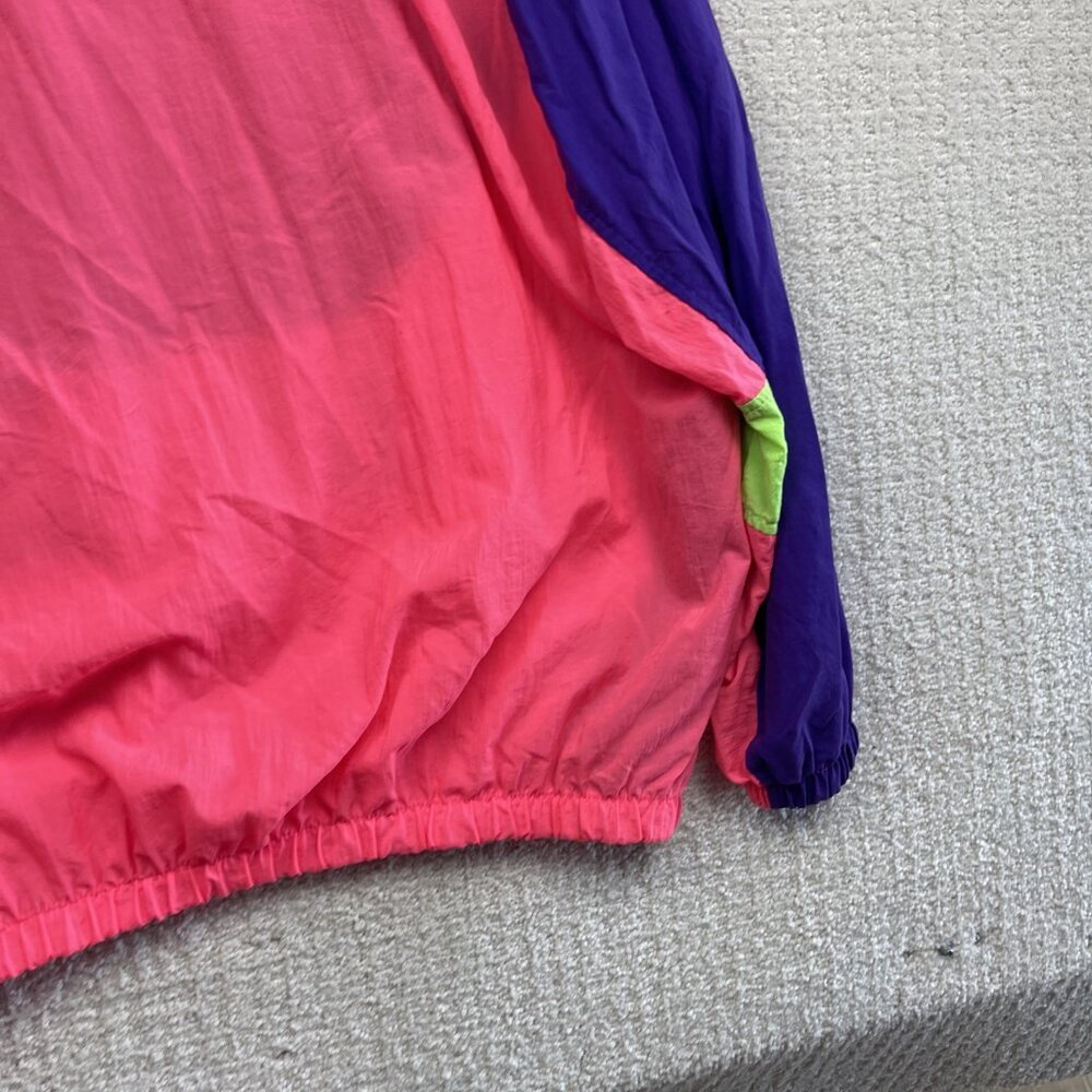 VTG "Rock me Baby" Patch Windbreaker Jacket Sz L Colorblock 90 Neon Bright Retro - Picture 14 of 16